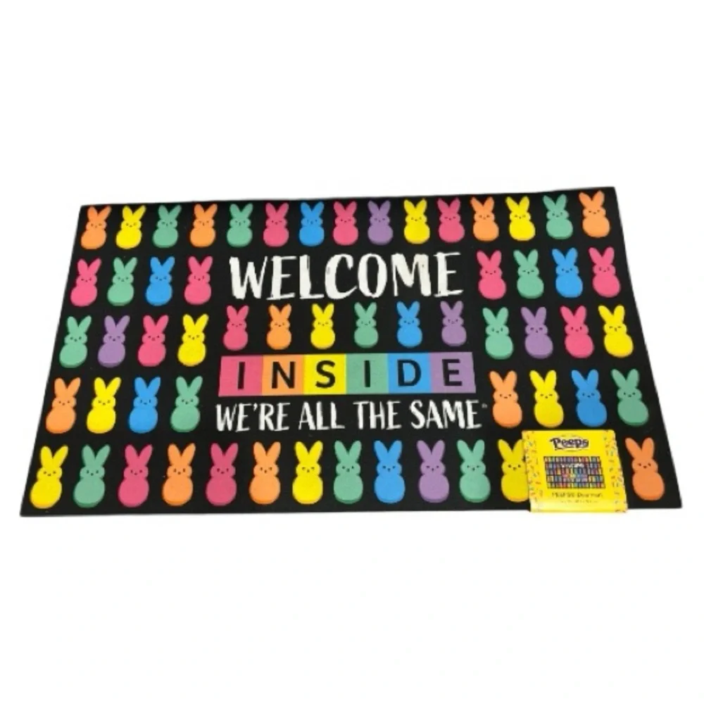 PEEPS “INSIDE WE’RE ALL THE SAME” Colorful Welcome Mat 16x28in NEW EASTER DECOR - Picture 2 of 3